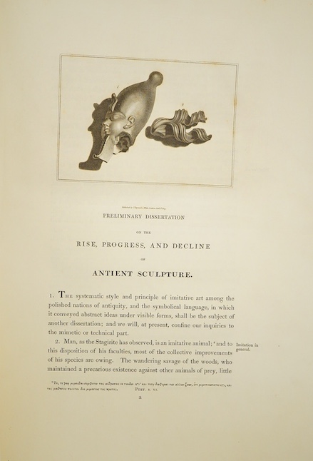 Society of Dilettanti; - Specimens of Antient Sculpture, Aegyptian, Etruscan, Greek, and Roman: selected from different collections in Great Britain. vol. 1 (only, of 2). 75 plates and three text engravings; contemp. hal